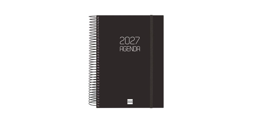 Agenda 155x212 1 Día Página Espiral Opaque Finocam Negro