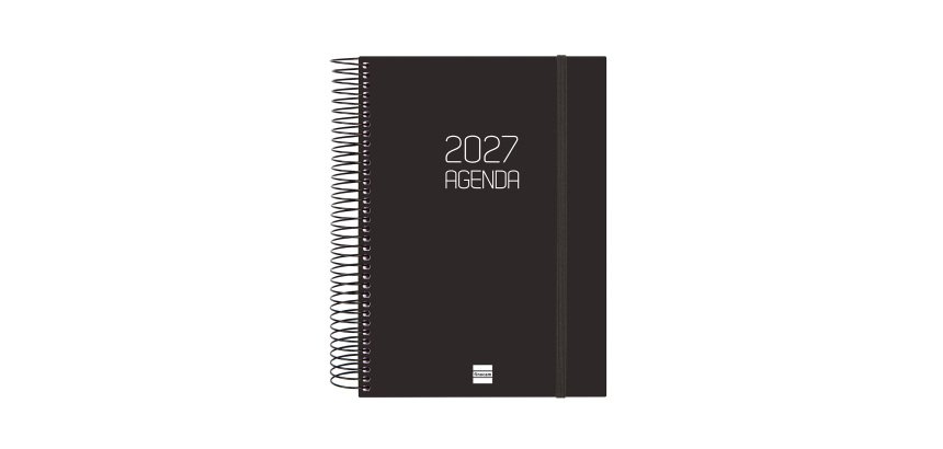 Agenda 155x212 1 Día Página Espiral Opaque Finocam Negro