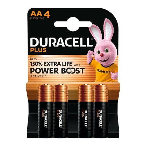 Pile alcaline Duracell Plus Powerboost Stilo AA - Blister da 4