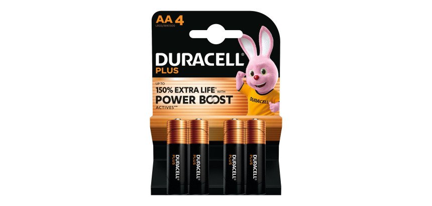 Pile alcaline Duracell Plus Powerboost Stilo AA - Blister da 4