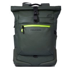 En_piquadro zaino roll-top porta pc 15,6'' in tes