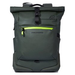 Piquadro zaino roll-top porta pc 15,6'' in tessuto gommato cm 37x47x17