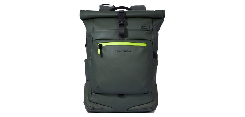 Piquadro zaino roll-top porta pc 15,6'' in tessuto gommato cm 37x47x17