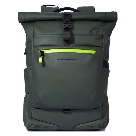 Piquadro zaino roll-top porta pc 15,6'' in tessuto gommato cm 37x47x17