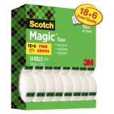 Confezione convenienza 18 + 6 in omaggio Nastro adesivo Scotch Magic 19 mm x 33 m trasparente