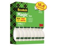 Confezione convenienza 18 + 6 in omaggio Nastro adesivo Scotch Magic 19 mm x 33 m trasparente