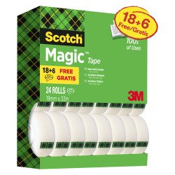 Confezione convenienza 20 + 4 in omaggio Nastro adesivo Scotch Magic 19 mm x 33 m trasparente
