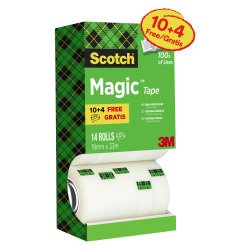 Confezione convenienza 12+2 omaggio Nastro adesivo Scotch Magic 810 19 mm x 33 m trasparente