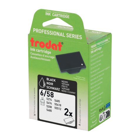 Cassette d'encrage Professional Line 6/58A Trodat - Lot de 2 noire