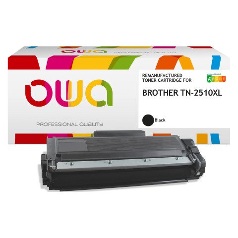 Tóner negro remanufacturado OWA, equivalente al Brother TN2510XL alta capacidad (3000 páginas)