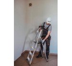 Scala pieghevole con mensola Drabest per uso professionale in alluminio, 4 gradini