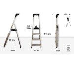 Scala pieghevole con mensola Drabest per uso professionale in alluminio, 4 gradini