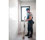 Scala pieghevole con mensola Drabest per uso professionale in alluminio, 3 gradini