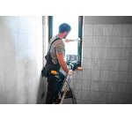 Scala pieghevole con mensola Drabest per uso professionale in alluminio, 3 gradini