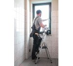 Scala pieghevole con mensola Drabest per uso professionale in alluminio, 3 gradini