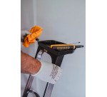 Scala pieghevole con mensola Drabest per uso professionale in alluminio, 3 gradini