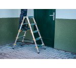 Scala pieghevole Drabest a doppia salita per uso professionale e domestico in alluminio, 5 gradini