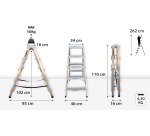 Scala pieghevole Drabest a doppia salita per uso professionale e domestico in alluminio, 5 gradini