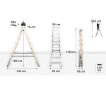 Scala pieghevole Drabest a doppia salita per uso professionale e domestico in alluminio, 8 gradini