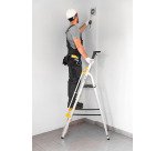 Scala pieghevole con corrimano e mensola Drabest per uso professionale in alluminio, 5 gradini