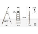 Scala pieghevole con mensola Drabest per uso professionale in alluminio, 6 gradini