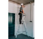 Scala pieghevole con mensola Drabest per uso professionale in alluminio, 7 gradini