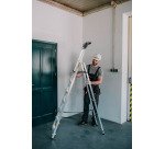 Scala pieghevole con mensola Drabest per uso professionale in alluminio, 7 gradini