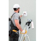 Scala pieghevole con corrimano e mensola Drabest per uso professionale in alluminio, 5 gradini