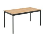 Table Multiforme Confort 140 x 70 chêne clair pied noir avec bords arrondis antichocs