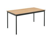 Table Multiforme Confort 140 x 70 chêne clair pied noir avec bords arrondis antichocs