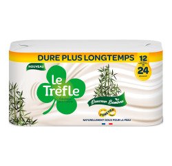 Toilettenpapier Dreifachstärke Le Trèfle Douceur Bambou 12 Maxi-Rollen = 24 normale Rollen