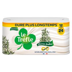 Toiletpapier drielaags Le Trèfle Zachtheid Bamboe 12 maxi rollen = 24 klassieke rollen