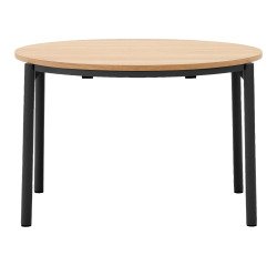 Table extensible ronde Montuiri placage en chene et pieds en acier ø 120 cm