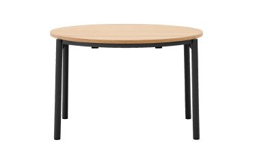 Extendable round table Montuiri with oak veneer and steel legs ø 120