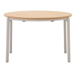 Tafel uitschuifbaar Montuiri rond eikenfineer en grijze stalen poten Ø 120 cm