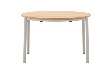 Tafel uitschuifbaar Montuiri rond eikenfineer en grijze stalen poten Ø 120 cm