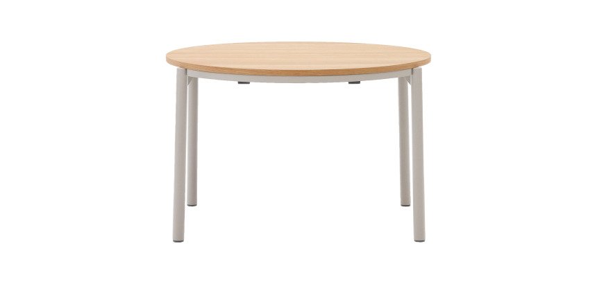 Extendable round table Montuiri with oak veneer and steel legs ø 120