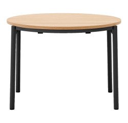 Round extendable dining table Montuiri in oak veneer ø 90 (170) cm