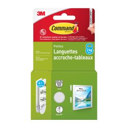 Languettes adhésives Command 3M taille S jusqu'à 1,8 kg - Blister de 4 x 2