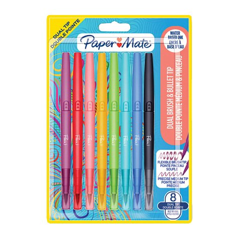 Pen Papermate Flair Dual double tip medium writing - Pack of 16