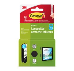 Languettes adhésives noires Command 3M taille S jusqu'à 1,8 kg - Blister de 4 x 2