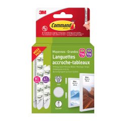 Languettes adhésives Command 3M taille M et L - Blister de 12