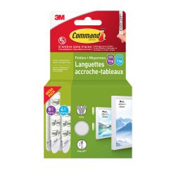 Languettes adhésives Command 3M taille S et M - Blister de 12