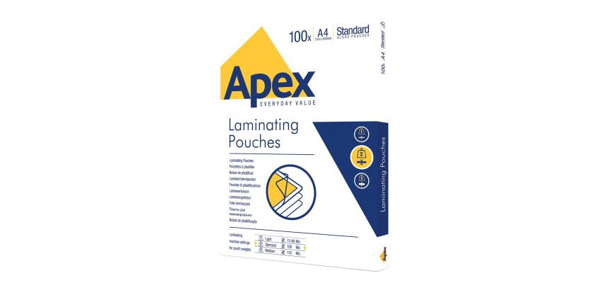 Pochette de plastification Apex A4 2 x 90 µ brillantes – Boîte de 100