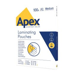 Pochette de plastification Apex A3 2 x 115 µ brillantes – Boîte de 100