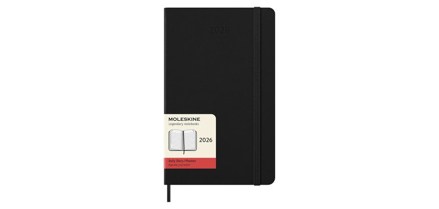 Agenda giornaliera 12 mesi con copertina rigida colore nero Moleskine L 13 × 21 cm