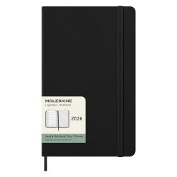 Agenda settimanale 12 mesi con copertina rigida colore nero Moleskine formato L 13 x 21 cm