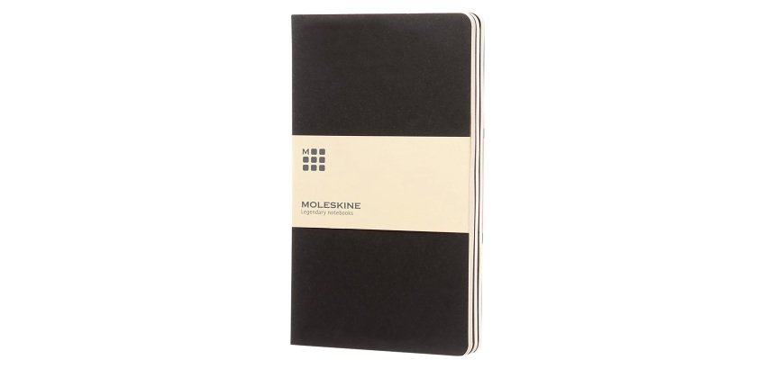 Taccuino con copertina in carta colore nero a righe 80 pagine Moleskine Cahier L 13 x 21 cm