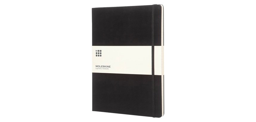 Blocco note con copertina rigida colore nero a righe 240 pagine Moleskine Classic XL 19 × 25 cm