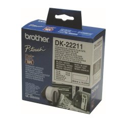 Etiquette papier noir sur blanc Brother DK22211 - Rouleau 29 mm x 15,24 m
